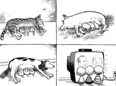 Children suckling television